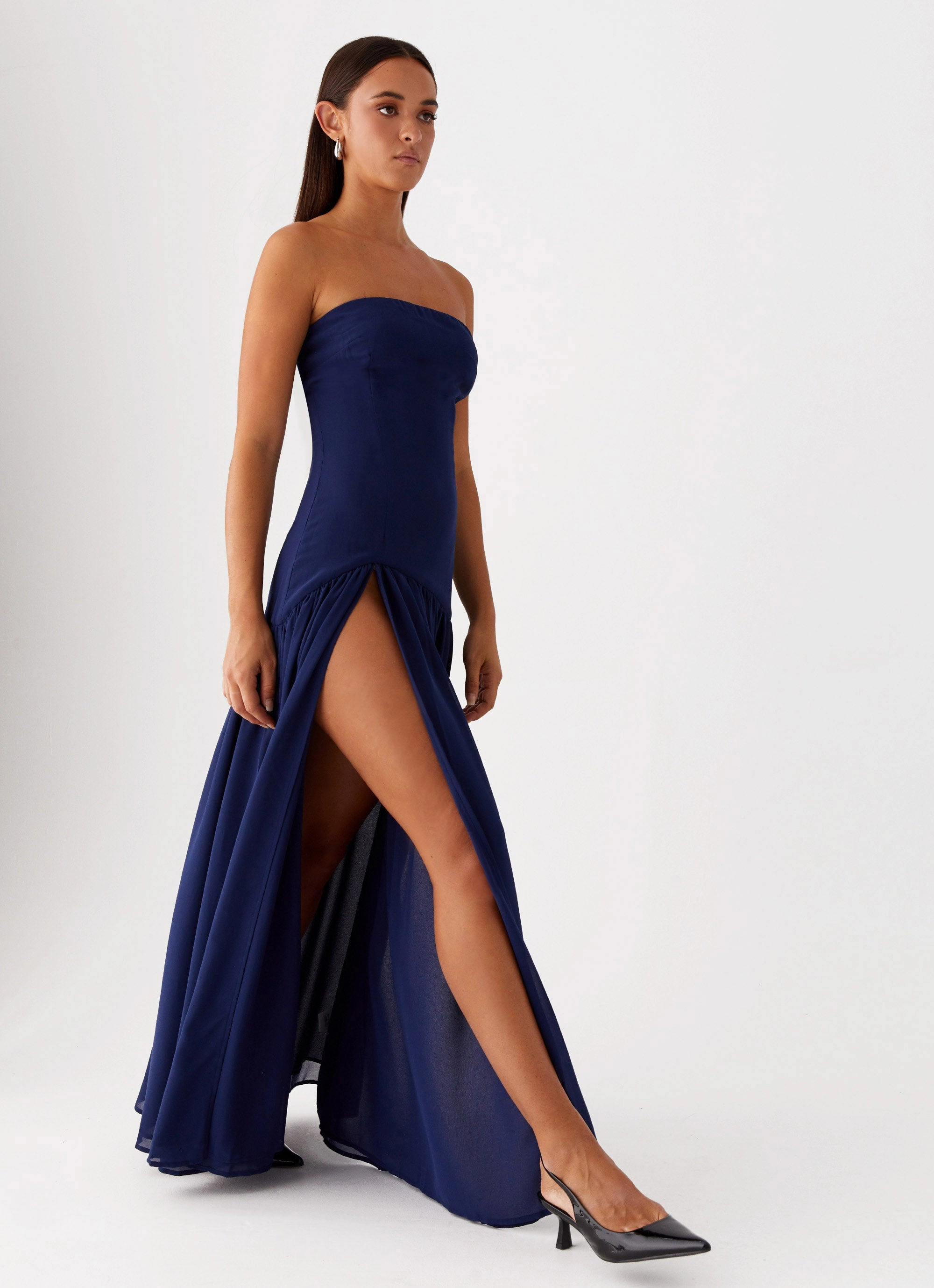 Floating Shape Eden Strapless Maxi Dress - Navy