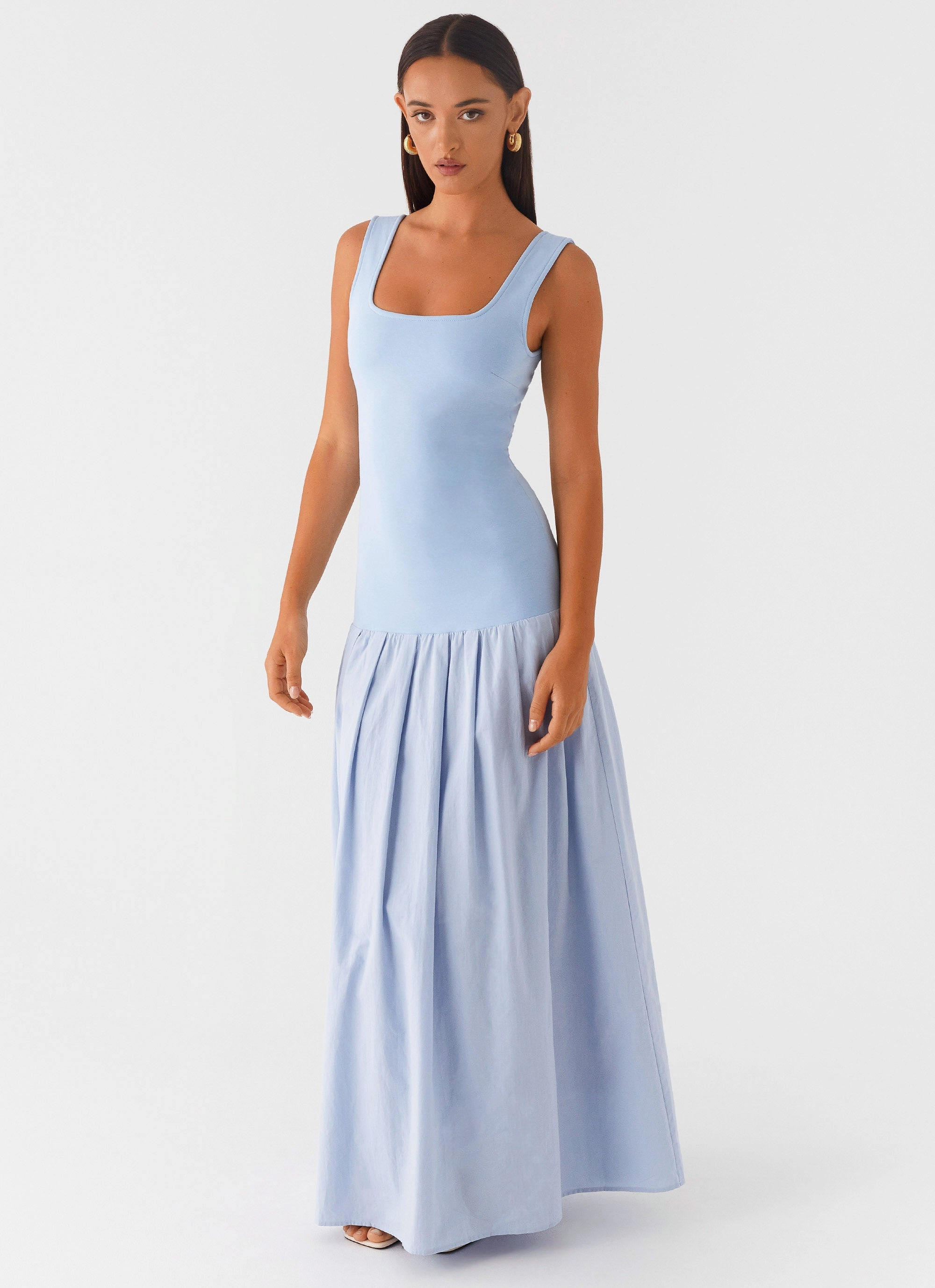 Jaxon Maxi Dress - Blue Elegant Style Smocked-Detail