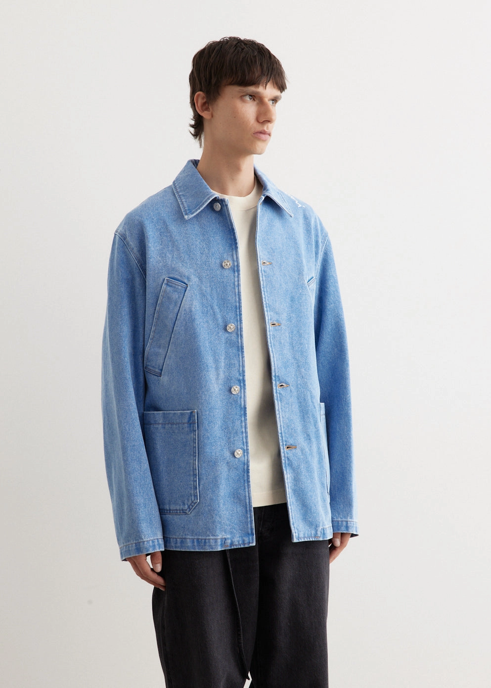 Flexible Waistband Bleached Denim Jacket