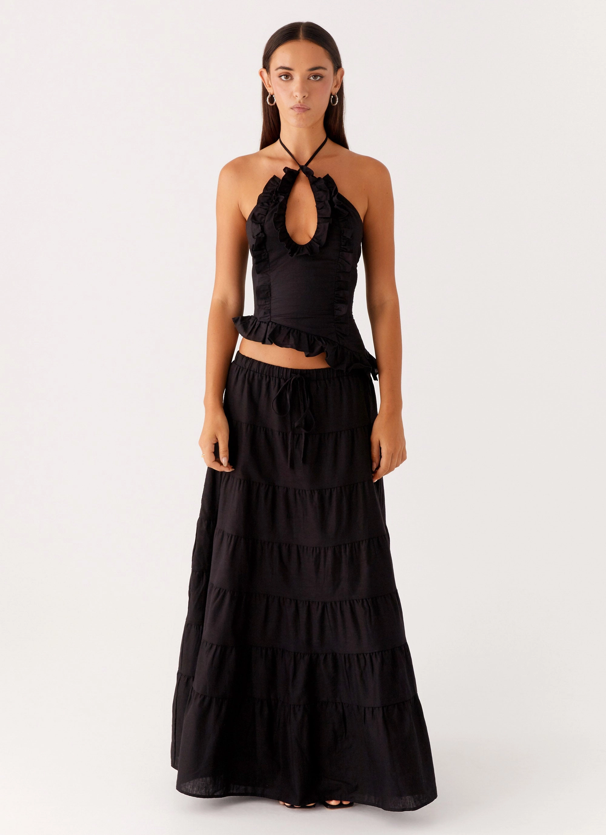 Mariella Linen Maxi Skirt - Black AntiPilling Technology Hot Weather
