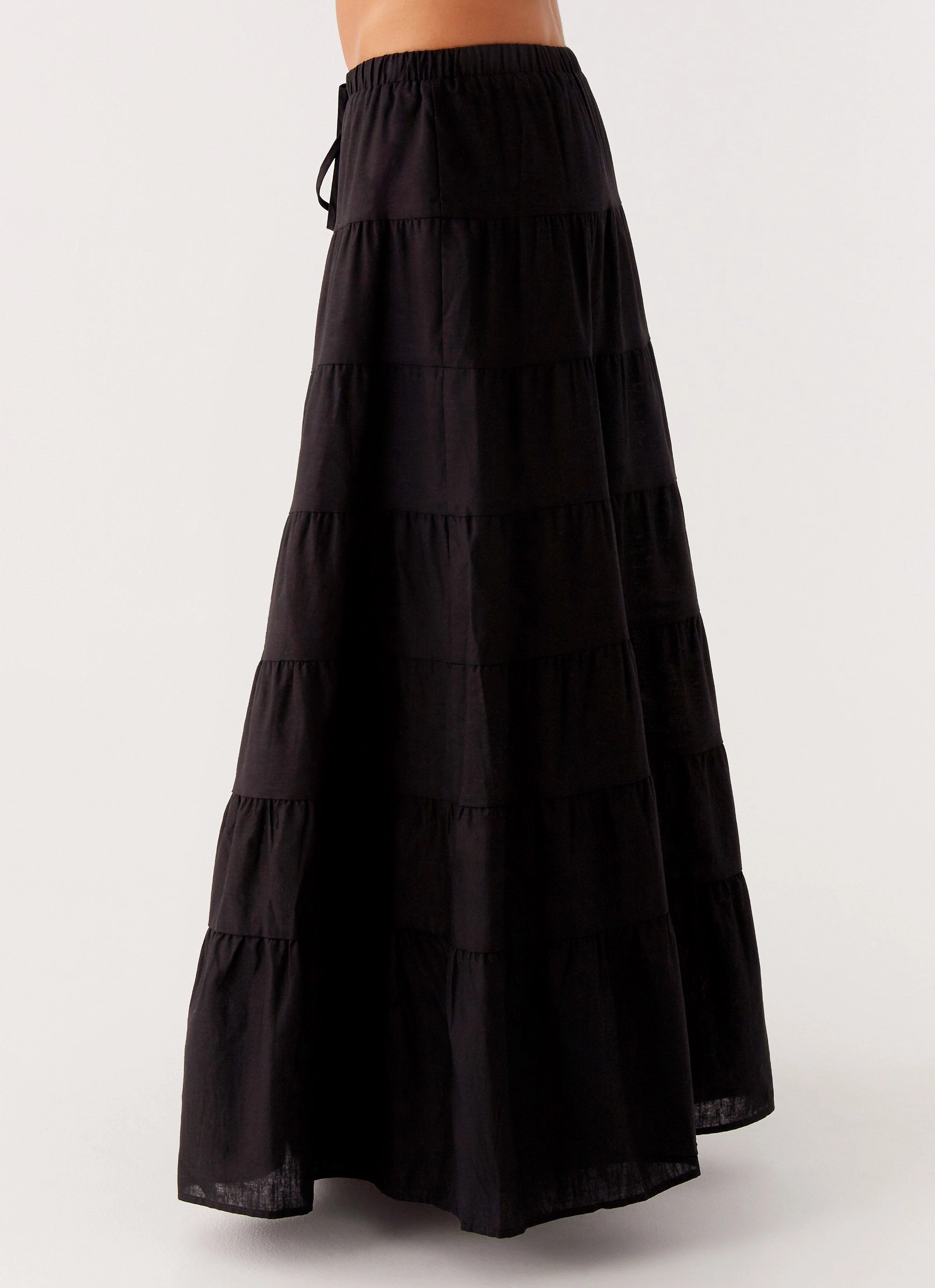 BuiltInLayer elegant design Mariella Linen Maxi Skirt - Black