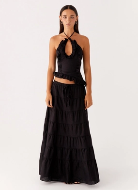 Mariella Linen Maxi Skirt - Black AntiPilling Technology Hot Weather