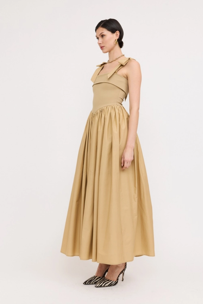 TearResistantFabric Seasonal Comfort Phoebe Upper Knit Maxi Dress in Khaki
