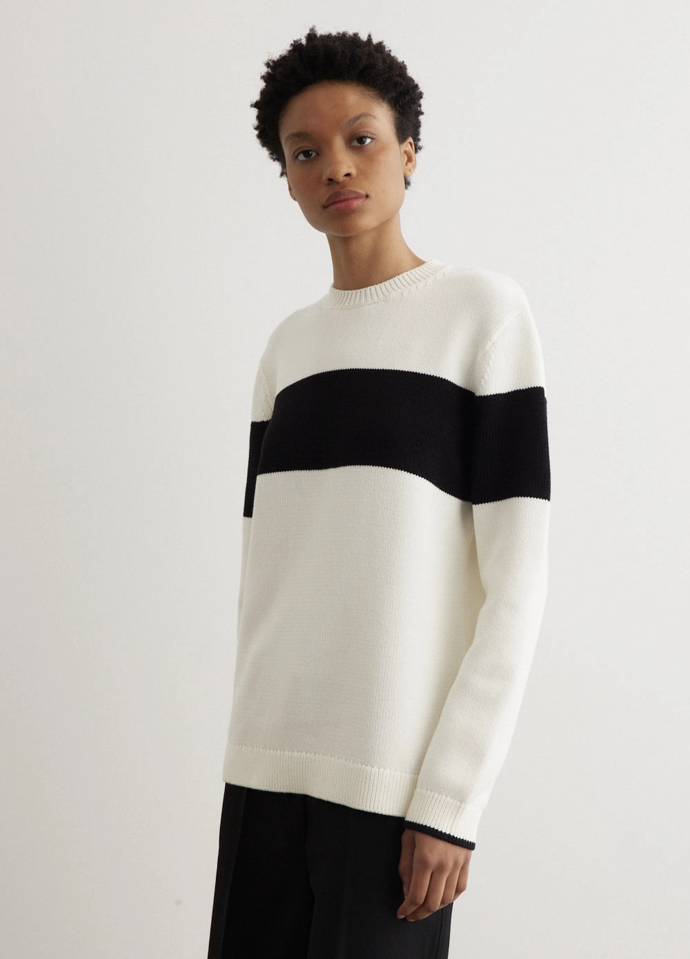 Brushed Inner StretchRecovery Yarn Contrast Stripe Knit