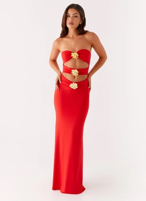 Raye Maxi Dress - Tangerine Bold Statement Removable-Straps