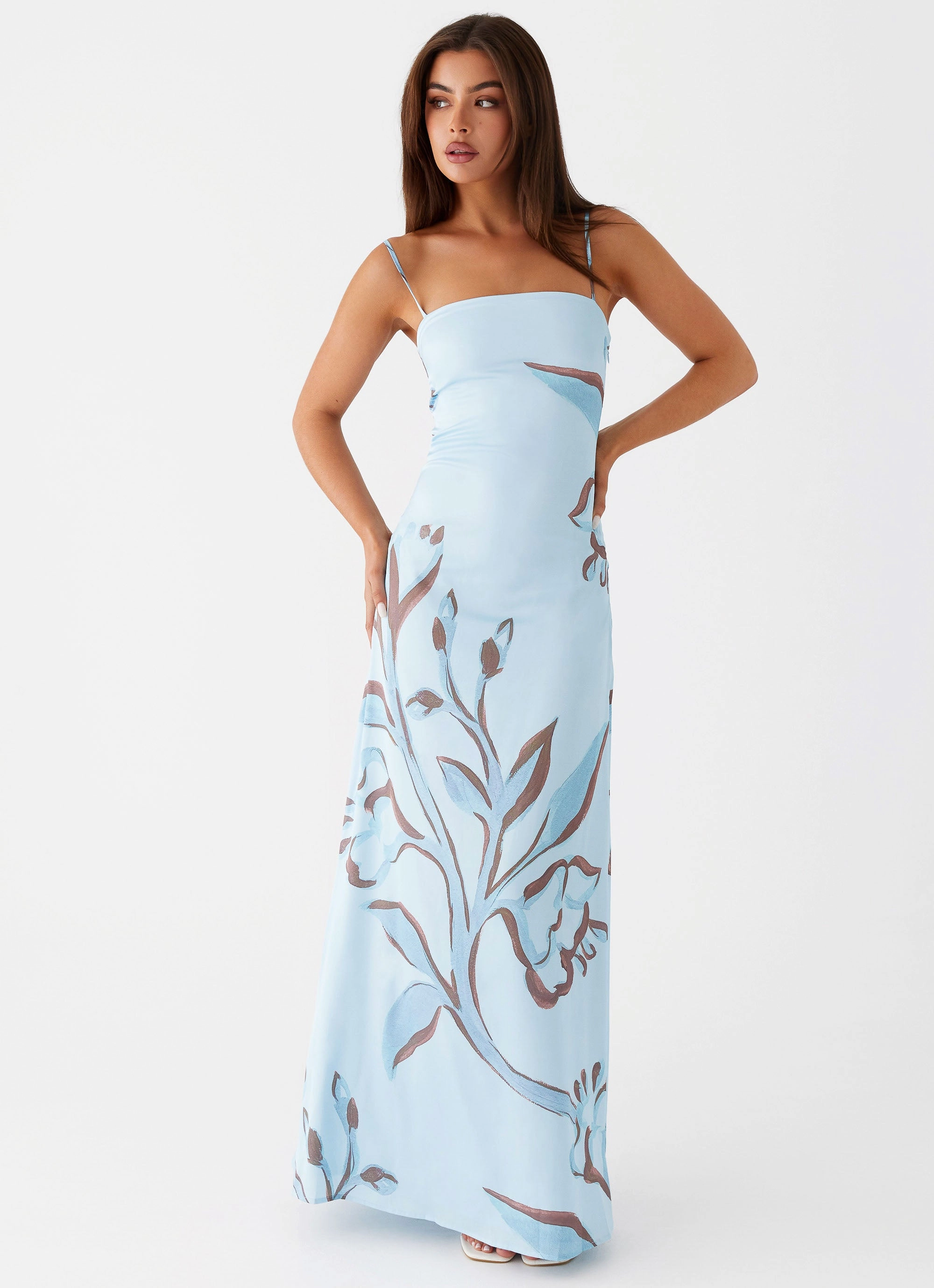 Aster Bloom Maxi Dress - Blue Floral Family Glow All-Purpose Comfort