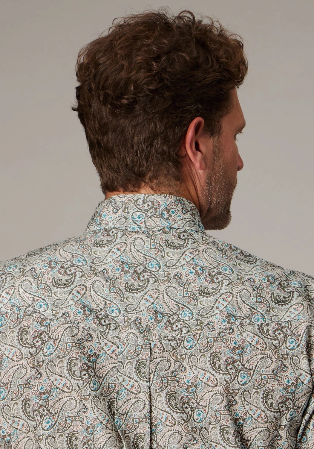 Moisture Management Tech Anti-static Roper Mens Sand Dune Paisley Brown 100% Cotton Button L/S Shirt