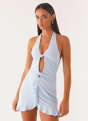 Colette Mini Dress - Pastel Blue Brunch Glow