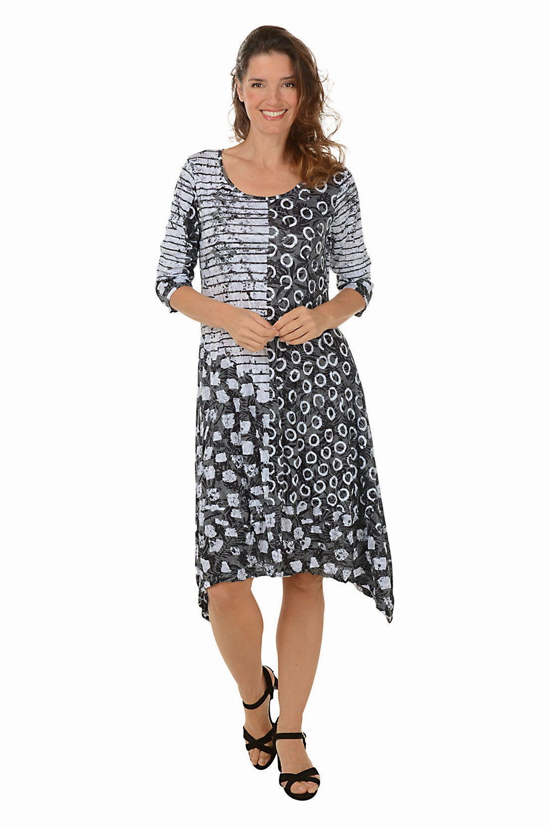 Cool Finish Fashionable appearance Striped Loops Shark Bite Crinkle Dress