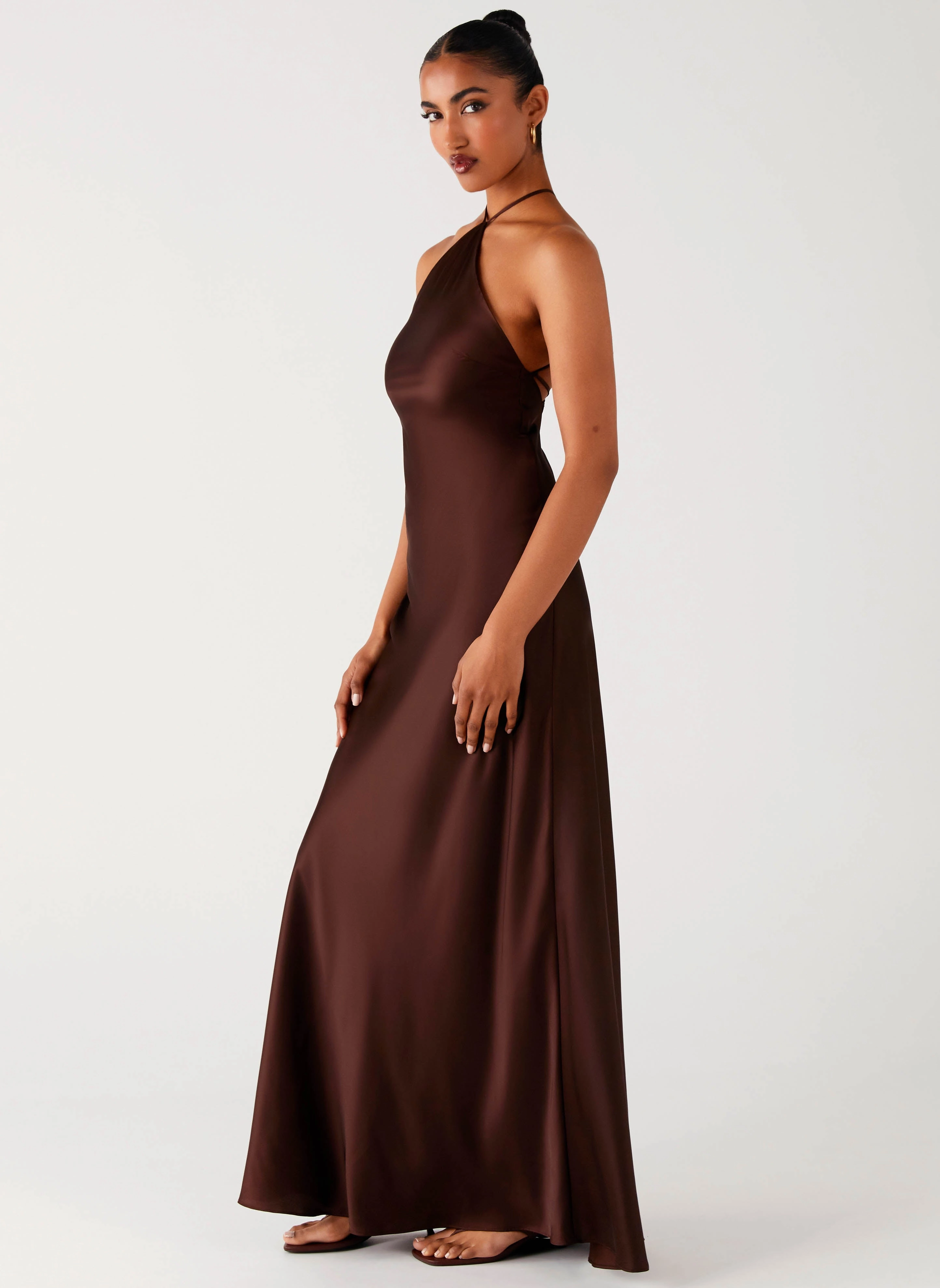 Empire-Waist Minimal Core Tulama Maxi Dress - Chocolate