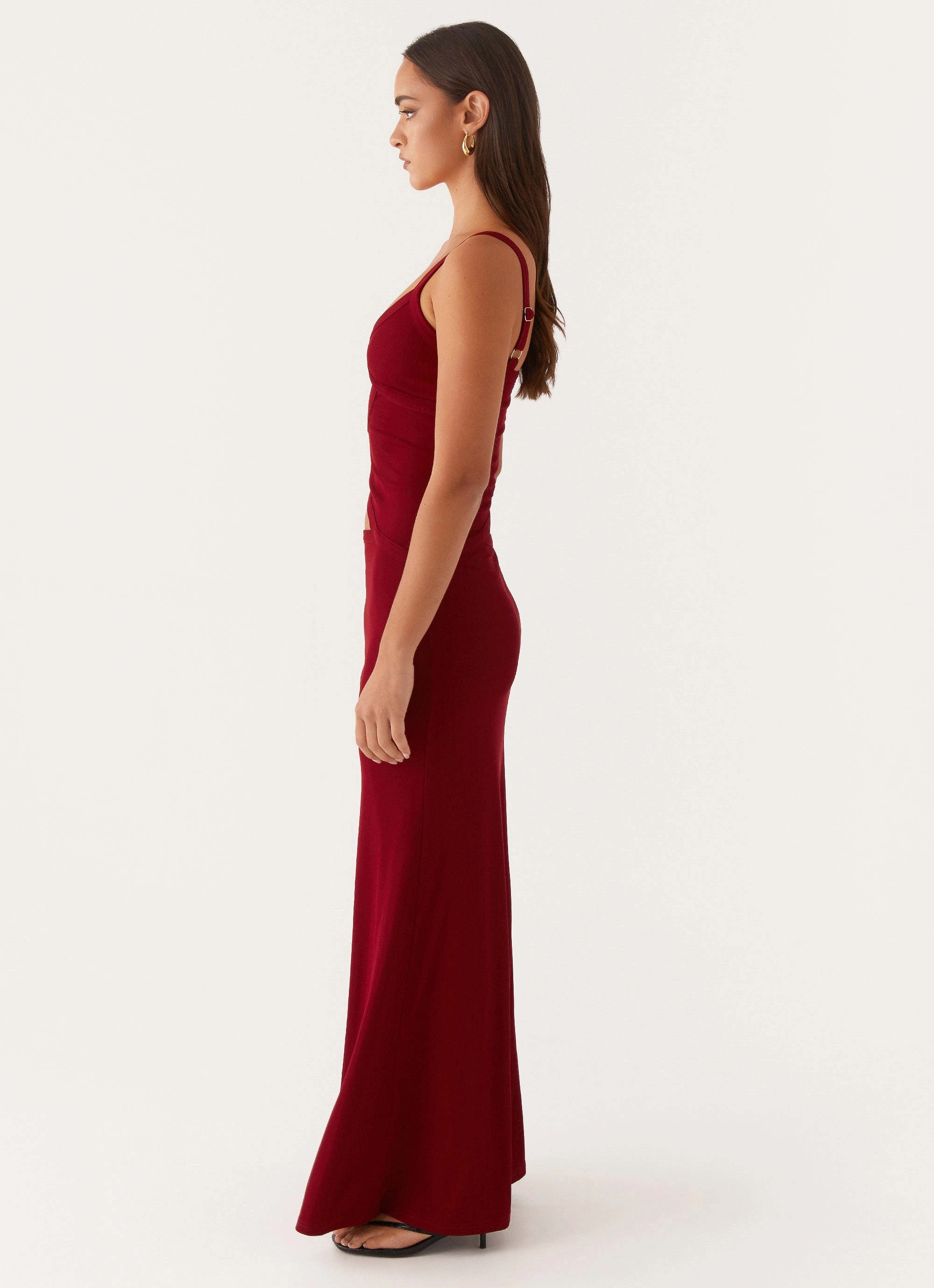 Jocelyn Maxi Dress - Maroon Fitted Base
