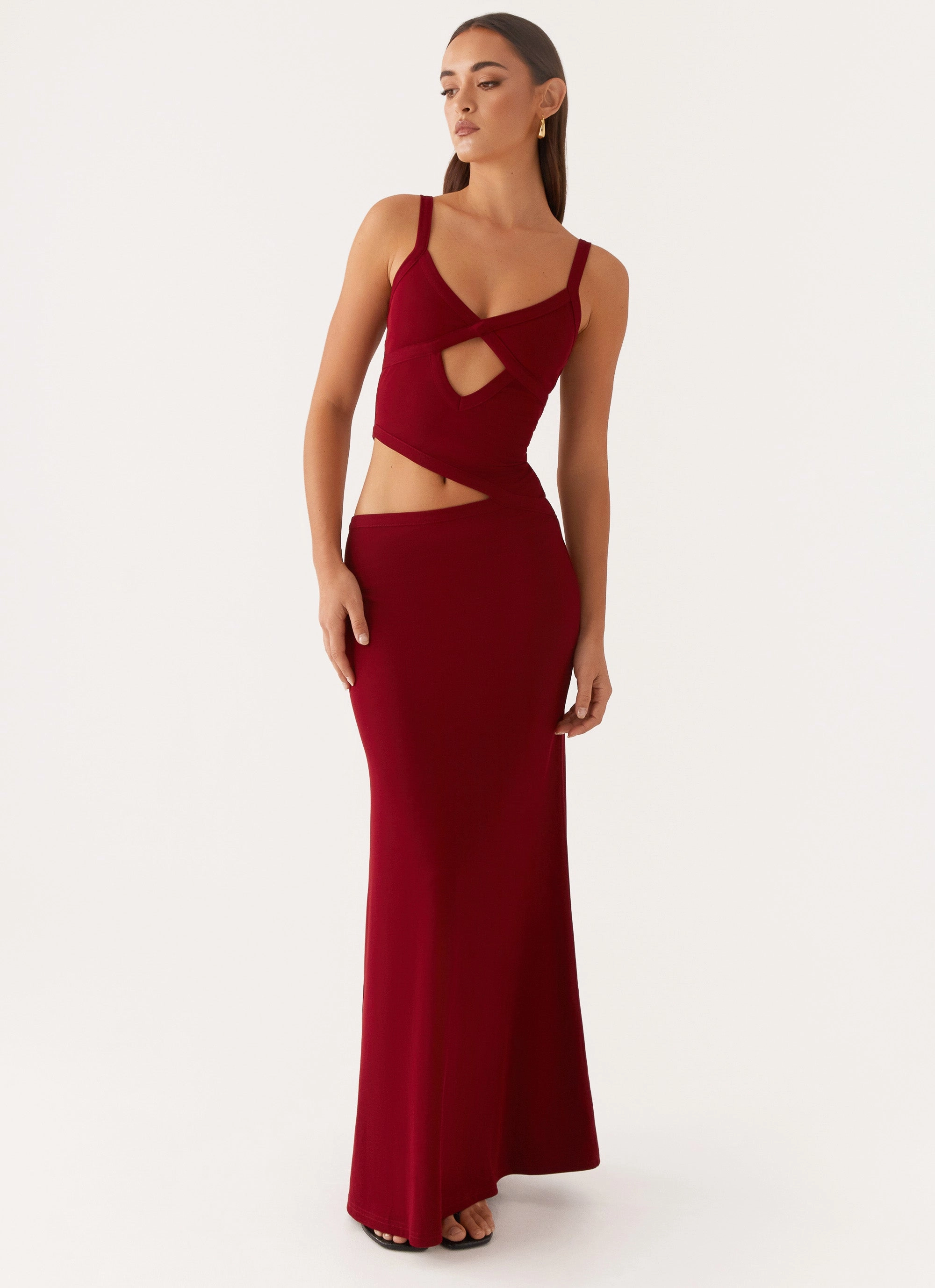 Jocelyn Maxi Dress - Maroon Vibe Choice