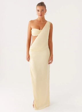 Cooper Maxi Dress - Yellow Lazy Pick Sharp Detail