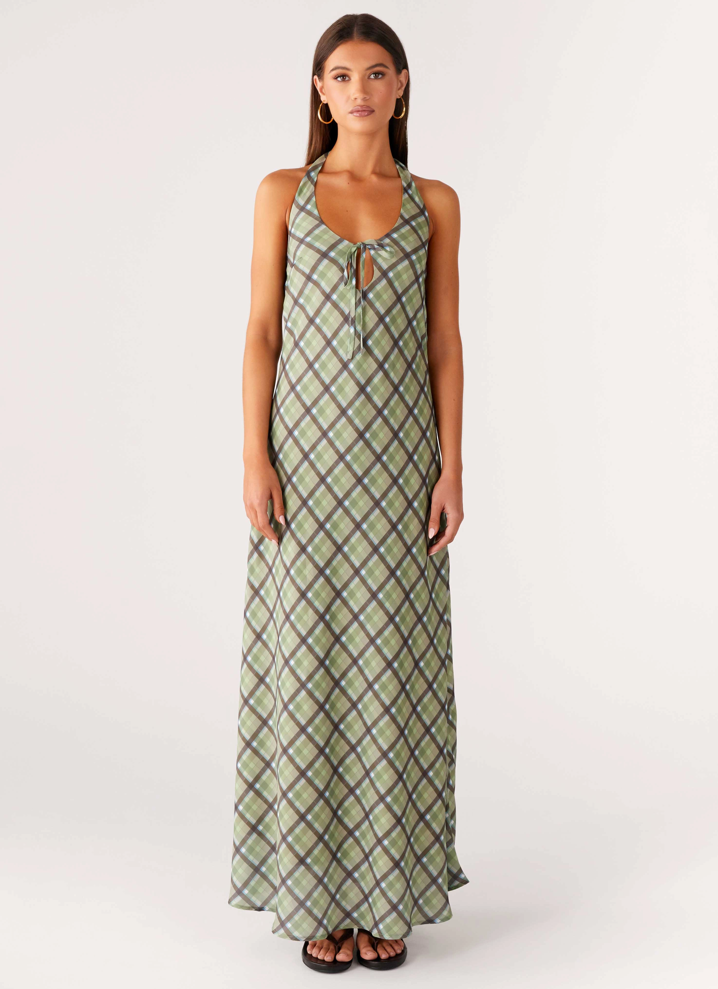 Trendy Comfort Bold Style Coralie Maxi Dress - Cedar Check