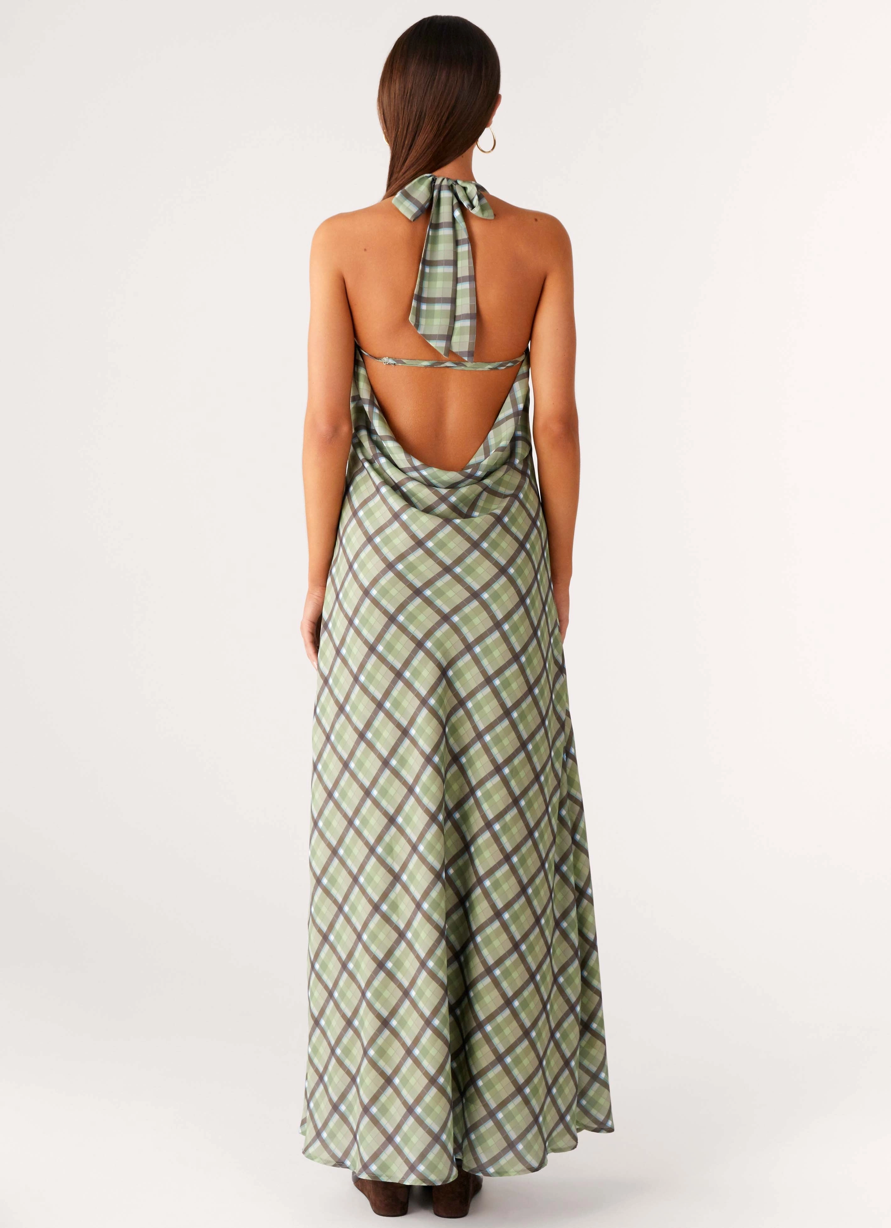 Office Casual Coralie Maxi Dress - Cedar Check