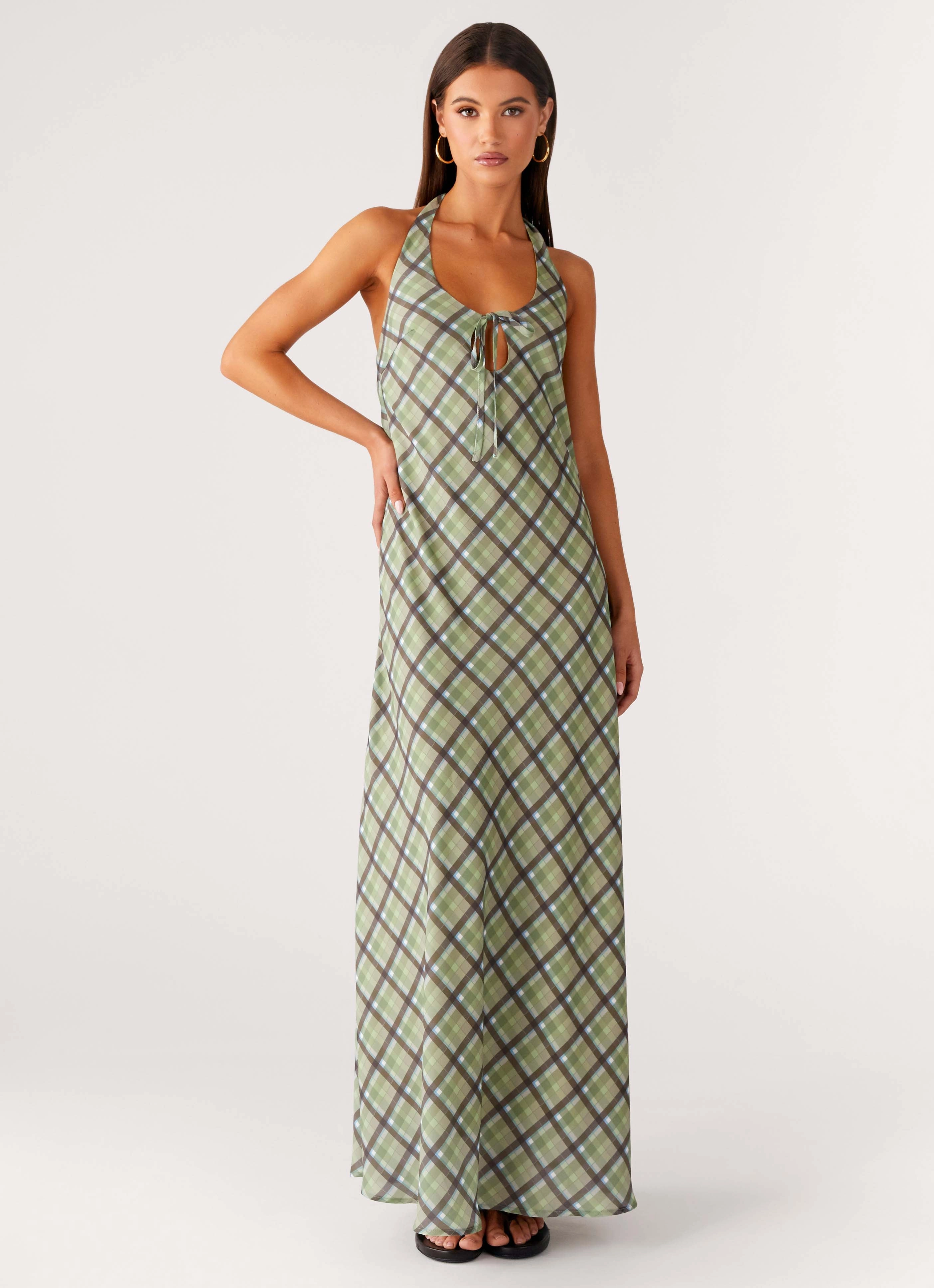 Coralie Maxi Dress - Cedar Check Polished Design