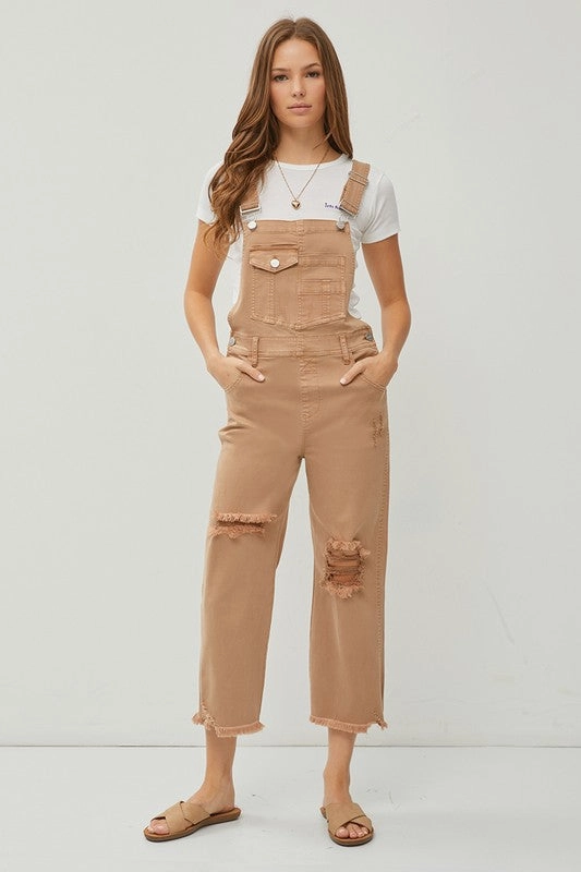 Farah High Rise Distressed Straight Overalls S-XL Teen Outfit Nature Lover Unisex Wear Street Look