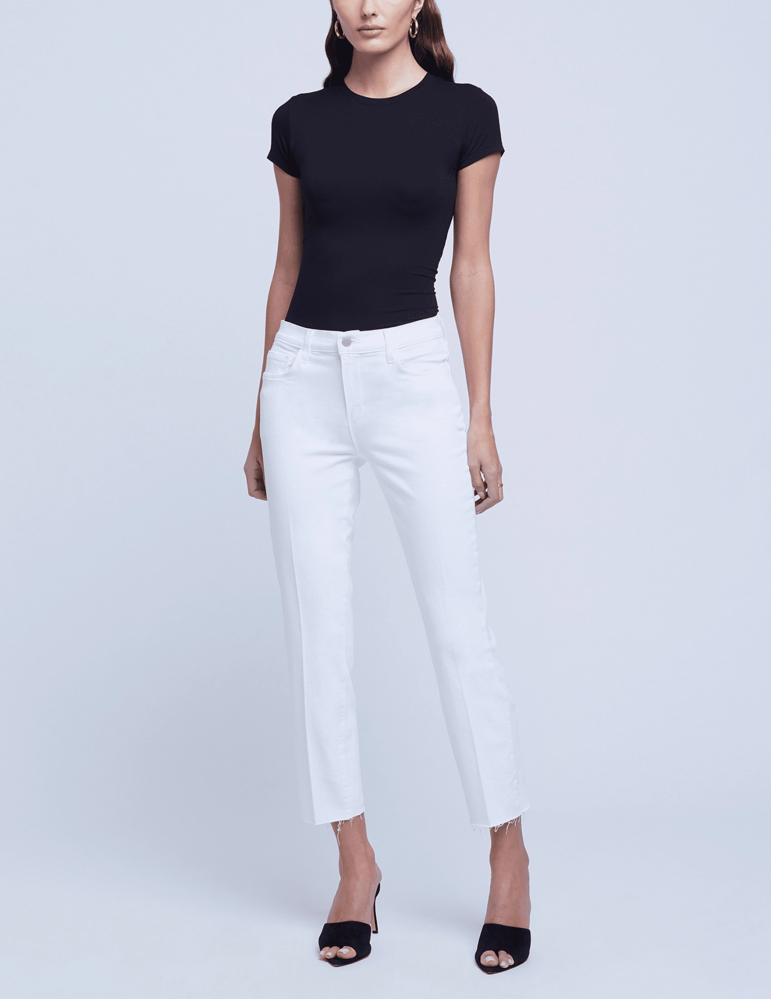abrasion resistant coating L'AGENCE Sada High Rise Cropped Slim Jeans In Blanc