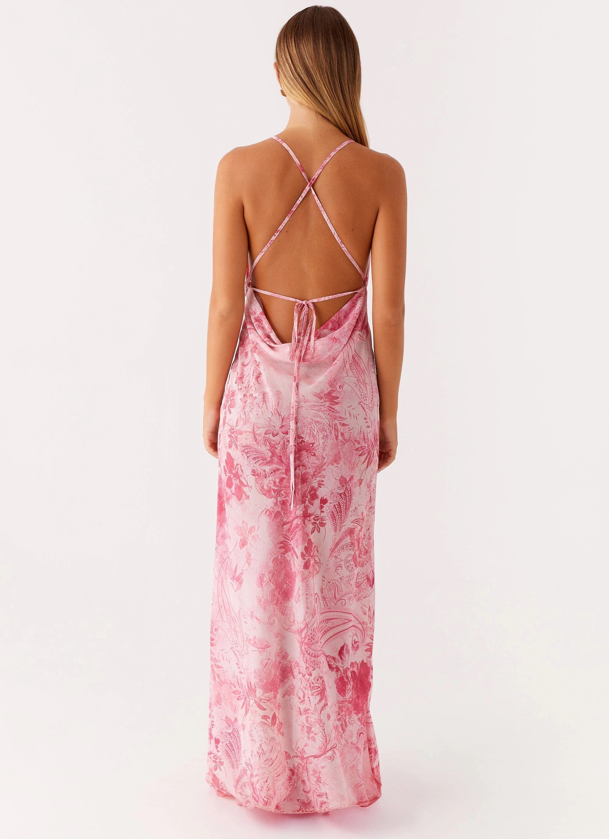 Tara Maxi Dress - Pink Print High Waist Perfect Design