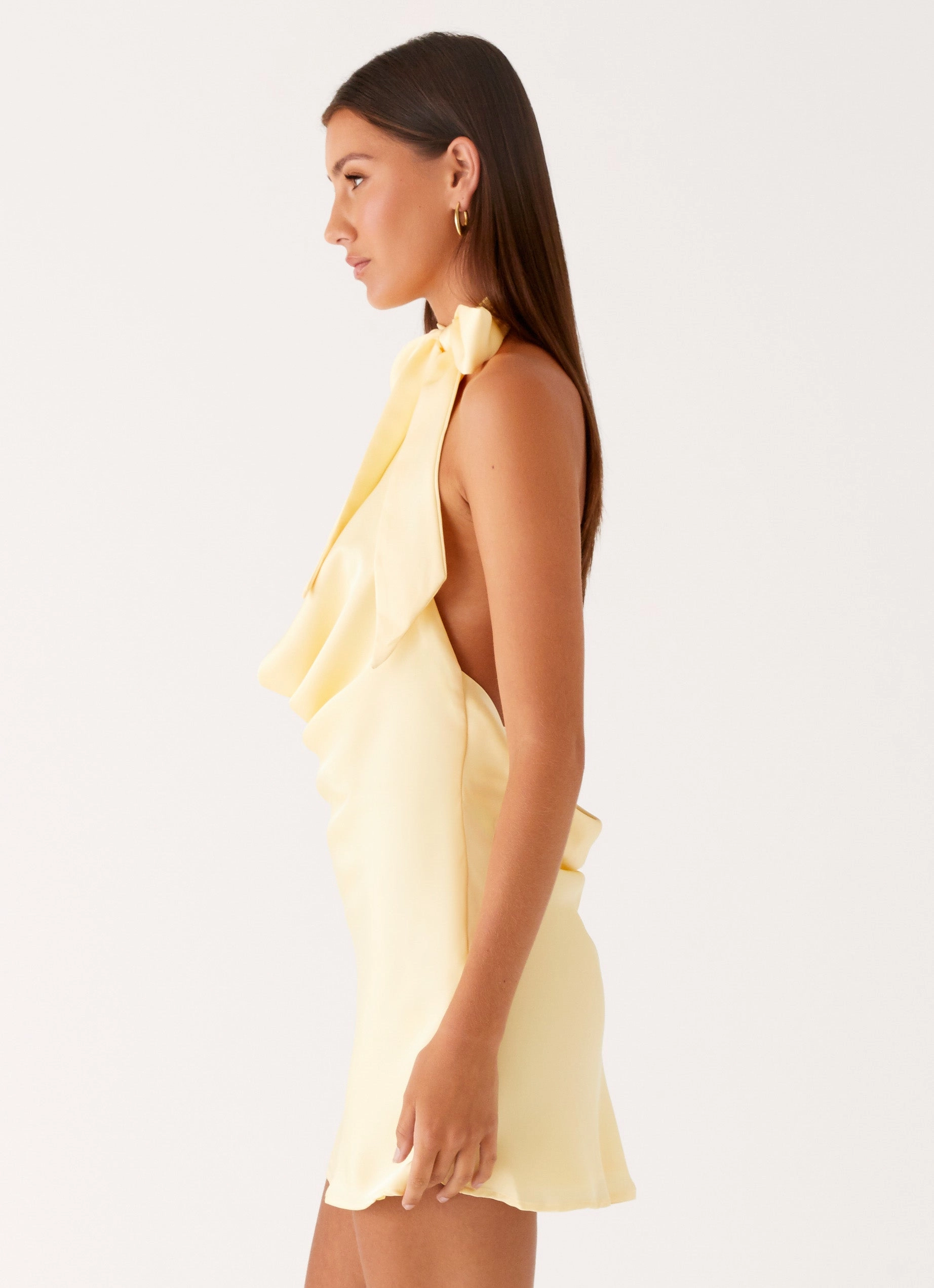 Cory Cowl Scarf Mini Dress - Sunny Yellow Light Silhouette