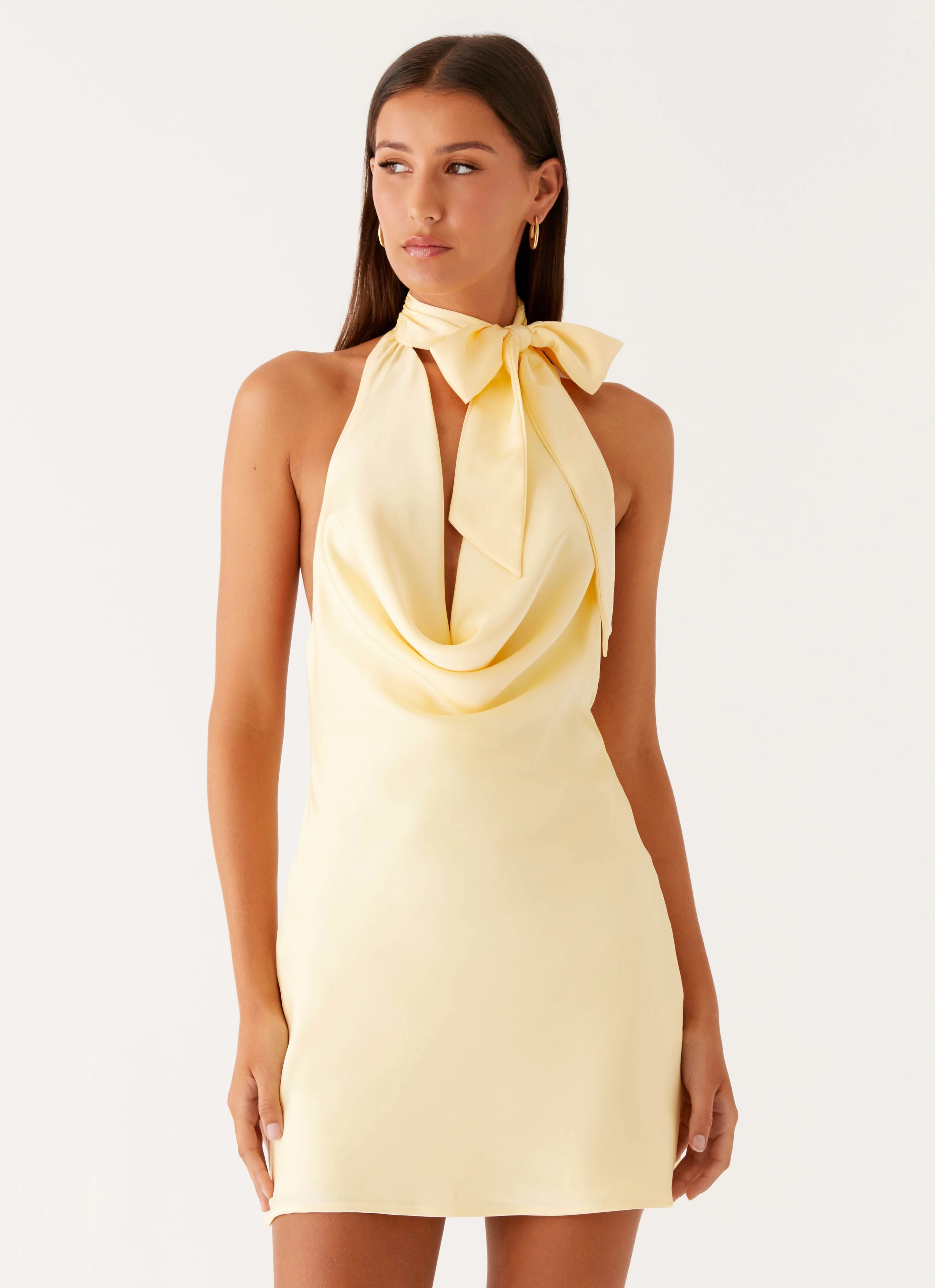 Cory Cowl Scarf Mini Dress - Sunny Yellow Quick Look Fashion Fit