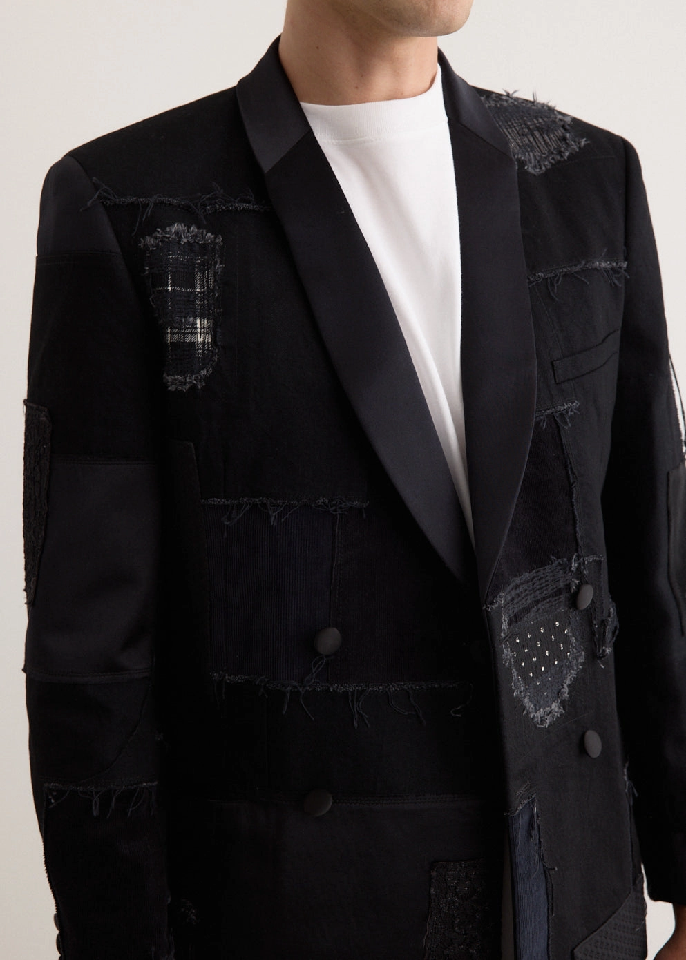 Layered Wind Barrier MoistureWickingInterior Cotton Denim x Multi Fabrics Patchwork Jacket