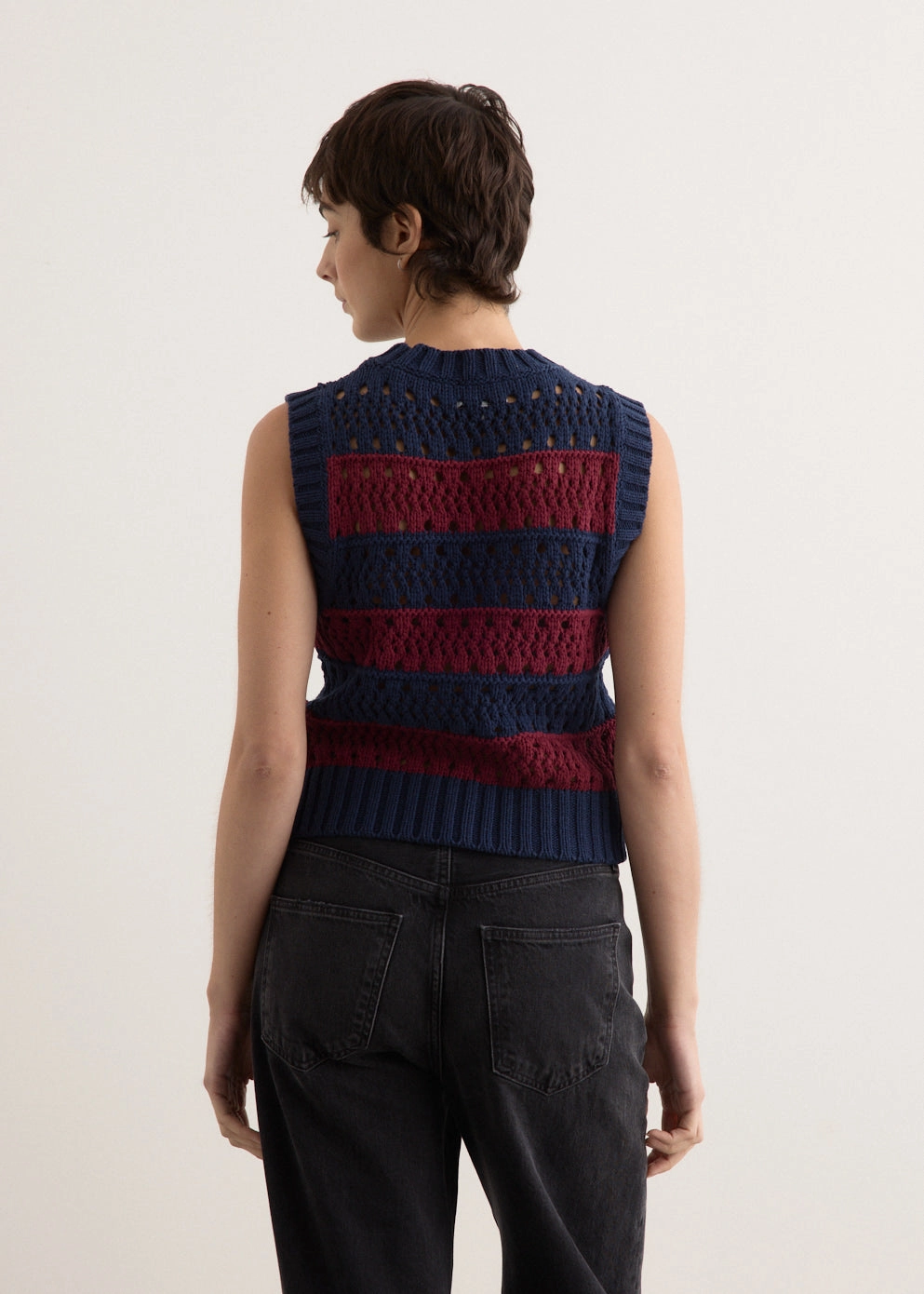 Cozy Lining Cotton Mix Striped Vest