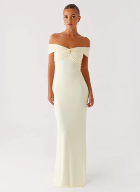 Countless Maxi Dress - Yellow Soft Detail Shine Finish