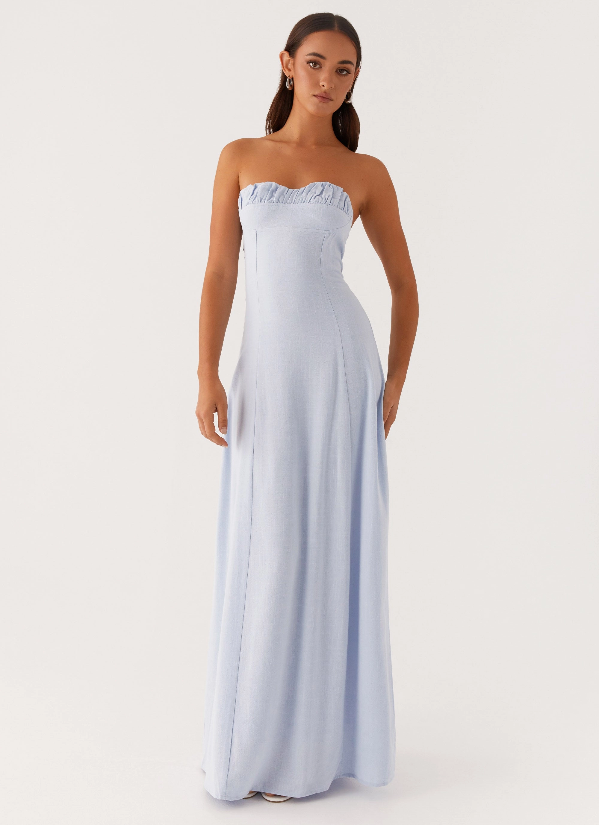 Festive Mood Tayla Linen Maxi Dress - Blue