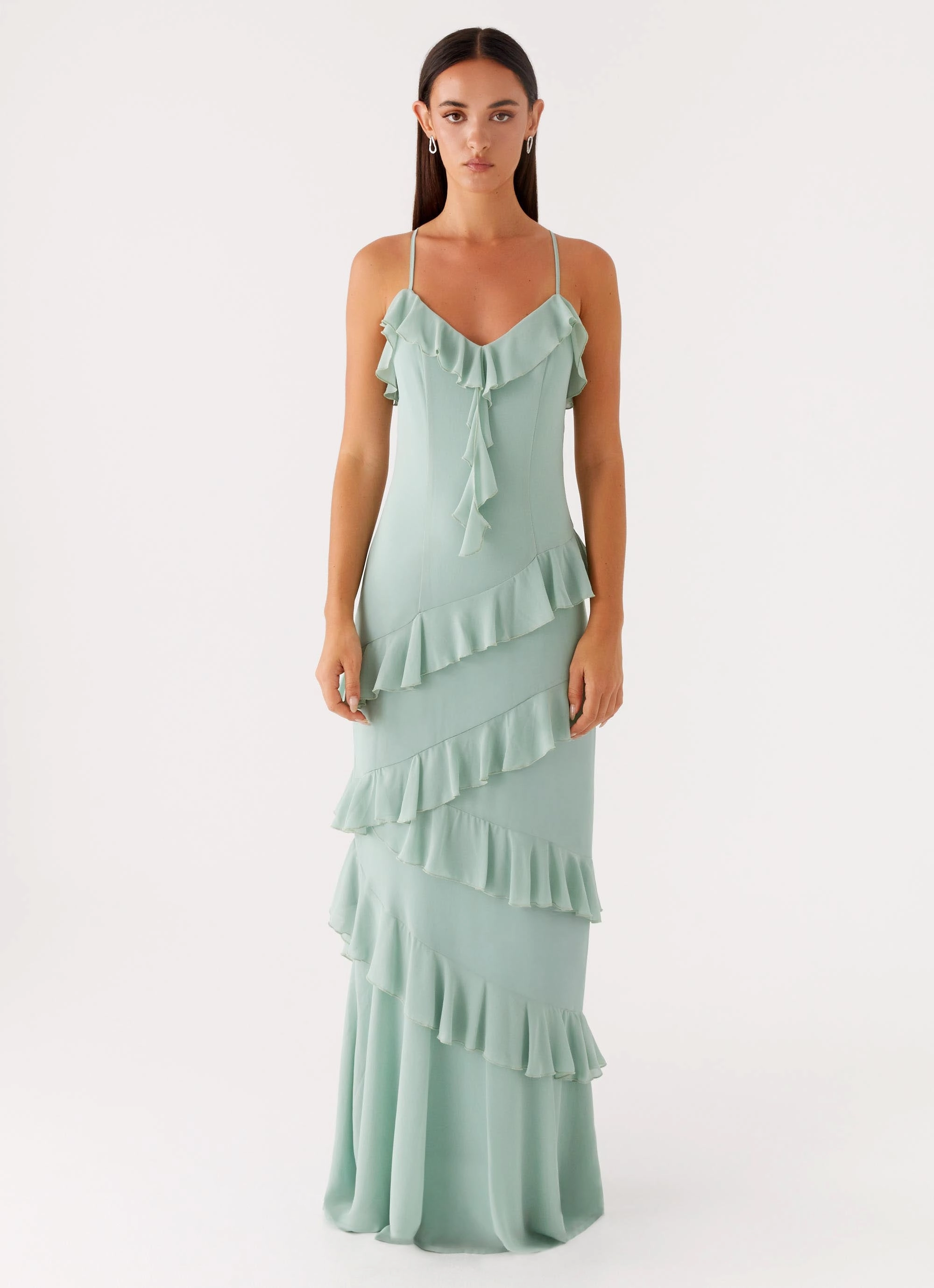 Silky Surface Unisex Option Country Club Maxi Dress - Sage