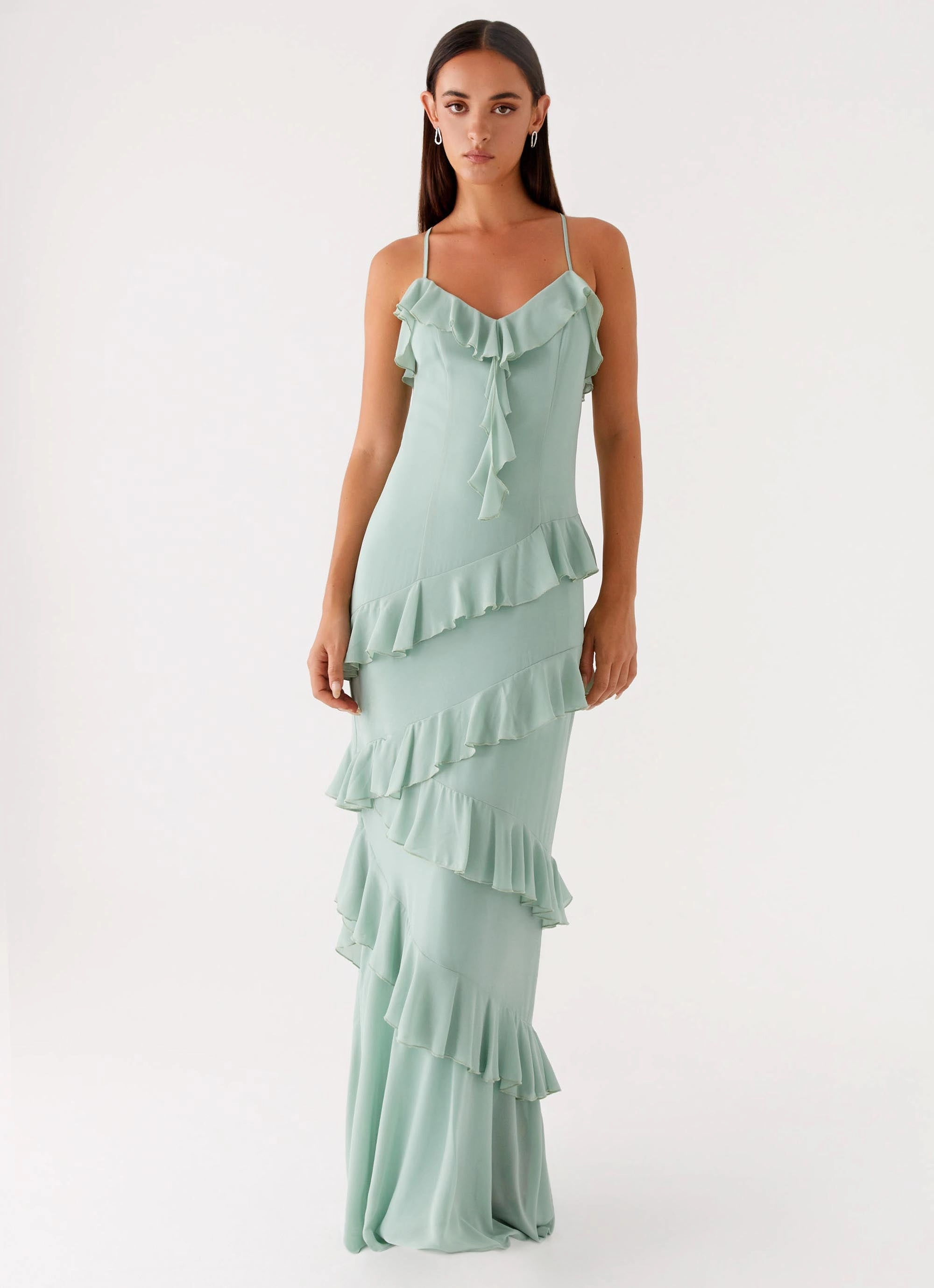 Urban Style Sophisticated Design Country Club Maxi Dress - Sage