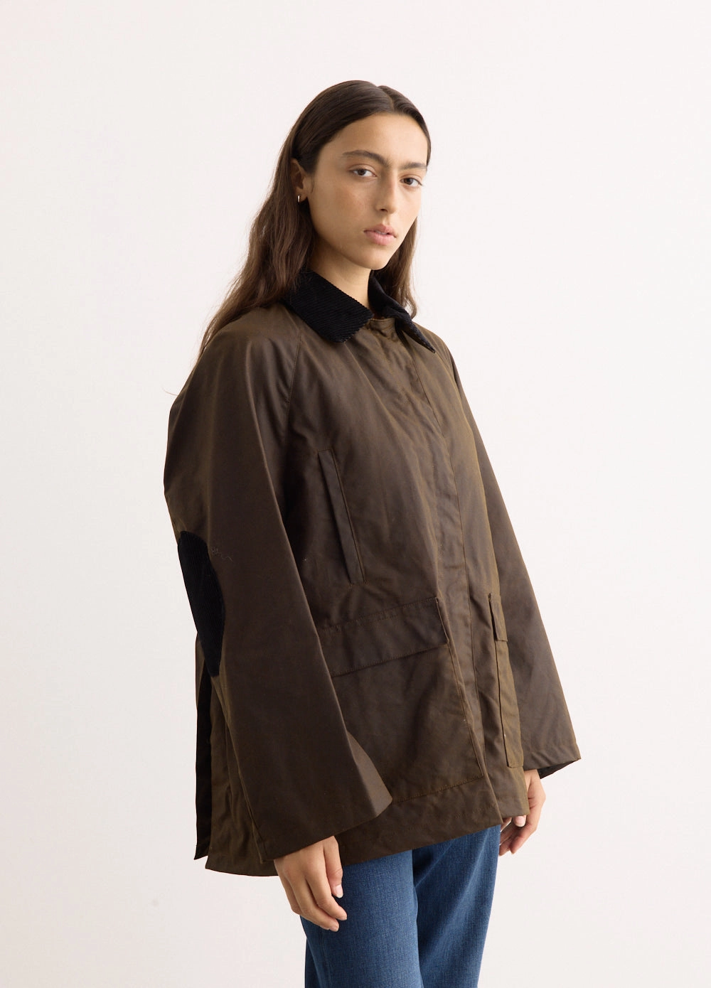 Layered Neckline StretchableMaterial Country Jacket