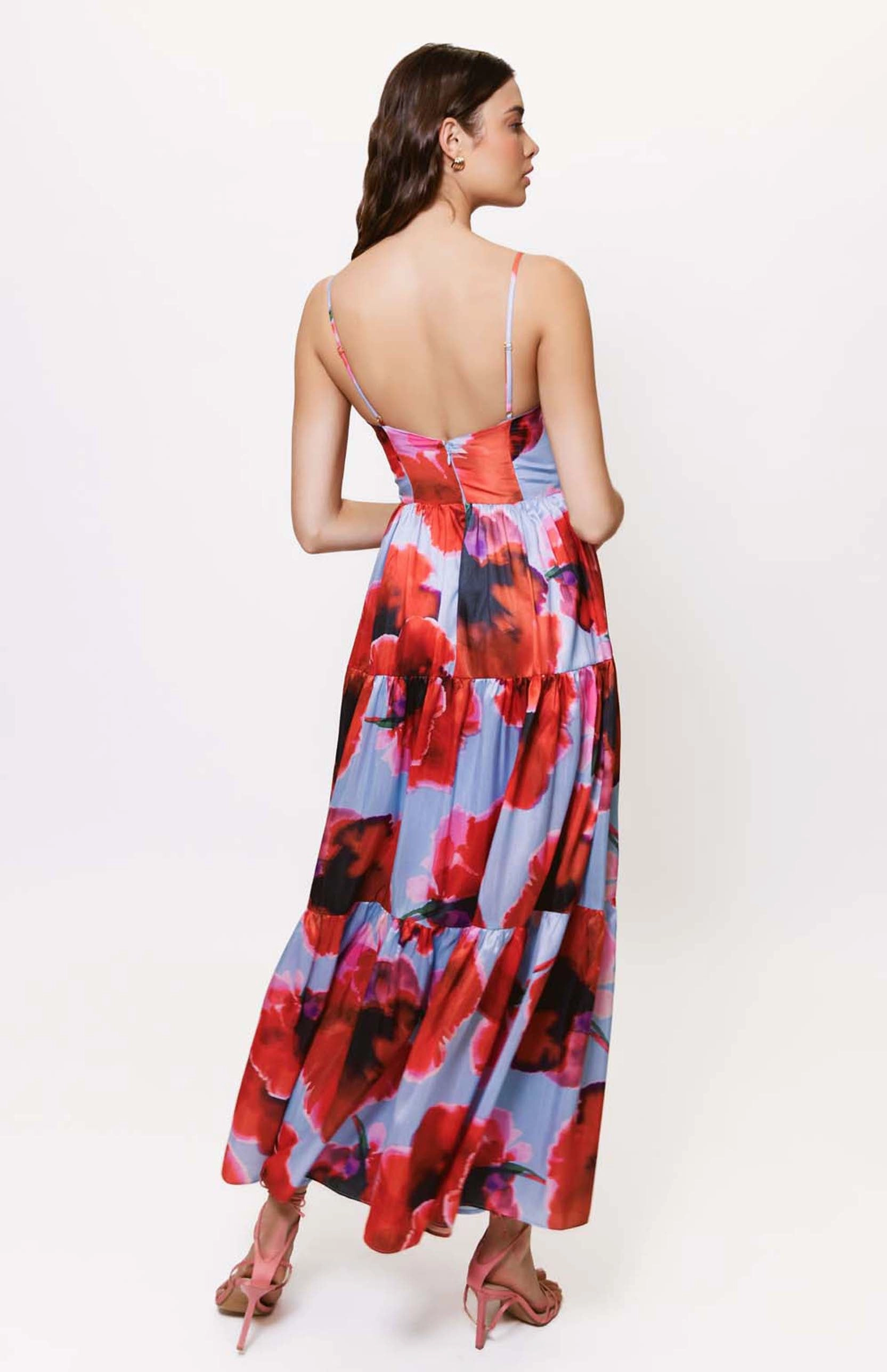 Russo Dress in Periwinkle/Red Blot Floral Timeless Piece All-season garment