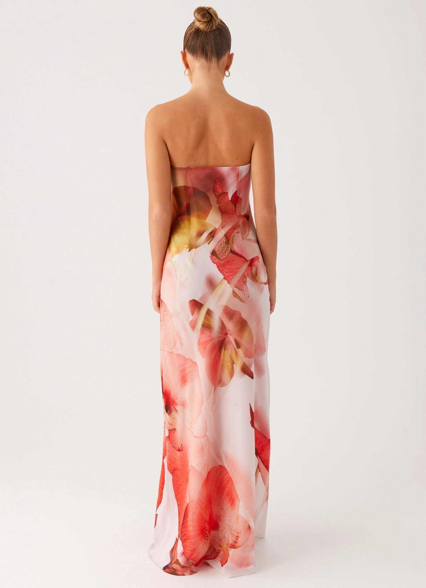 Kunis Maxi Dress - Peach Rose Slit Detail