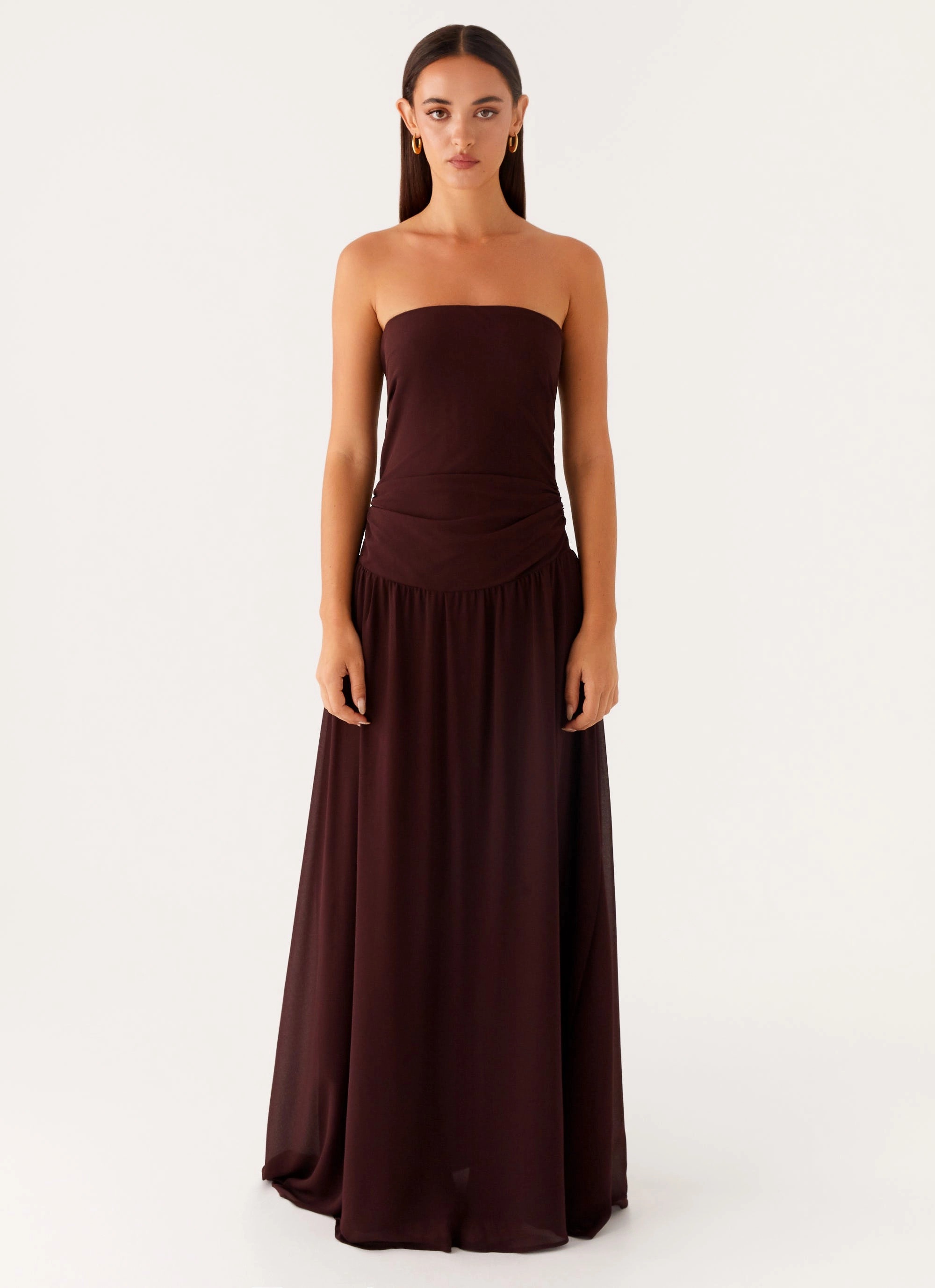 Rose Soft Cozy Touch Covia Strapless Maxi Dress - Dark Chocolate