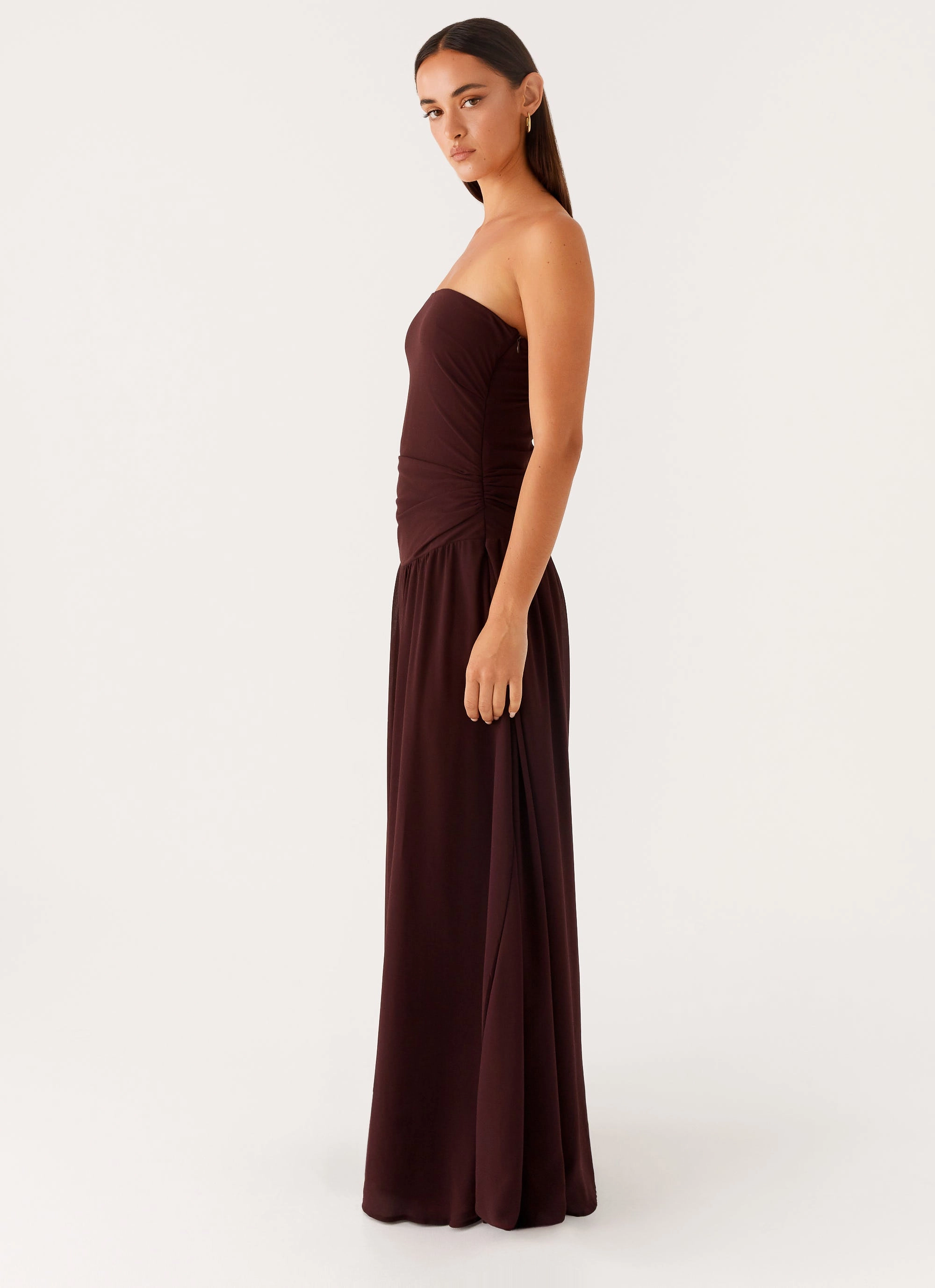 Covia Strapless Maxi Dress - Dark Chocolate Back Detail Lace Detail