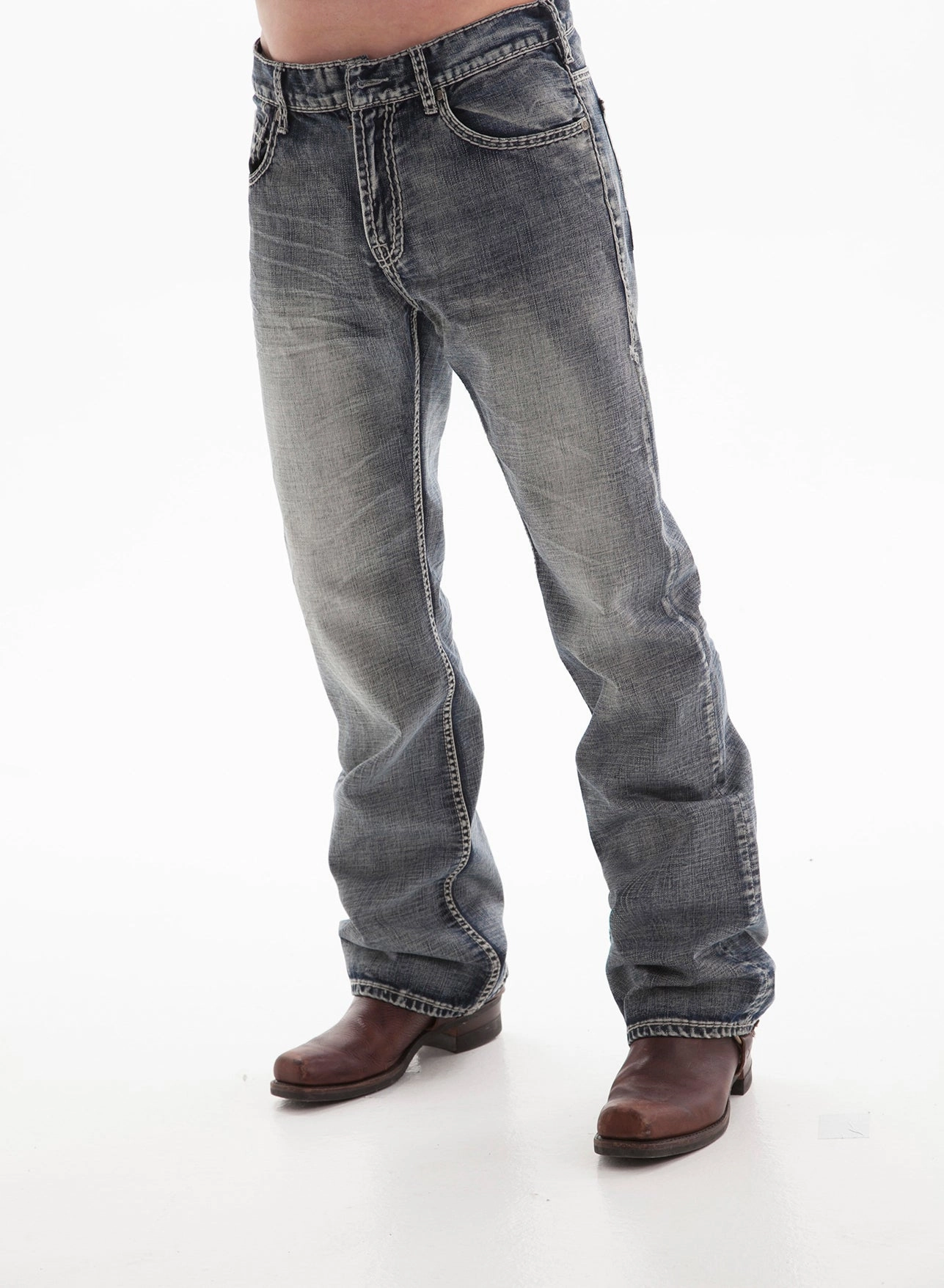 Weekend Getaway Trend Setter Essential Wardrobe Cowgirl Tuff Mens Steel Medium Wash 100% Cotton Jeans