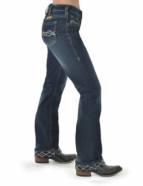 All Fit Design Cowgirl Tuff Womens DFMI Dark Flannel Dark Wash Cotton Blend Jeans