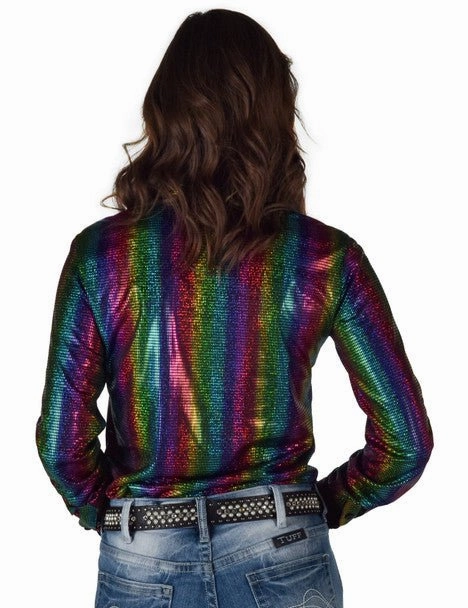 Streamlined Design Cowgirl Tuff Womens Foil Lightweight Multi-Color Polyester L/S Shirt