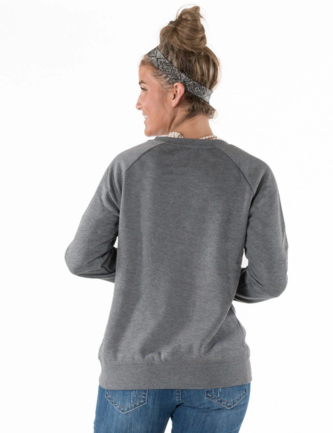 Cowgirl Tuff Womens Mama Needs A Drink Heather Gray Poly/Rayon Sweatshirt Smart Look Abrasion Resistant Seams