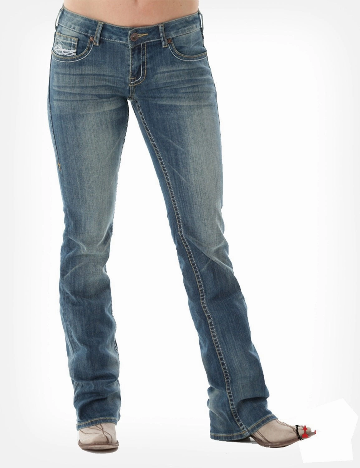 Cowgirl Tuff Womens Medium Wash Cotton Blend Jeans DFMI Bootcut Holiday Vibes Work Ready Vibrant Bold Look Street Fashion