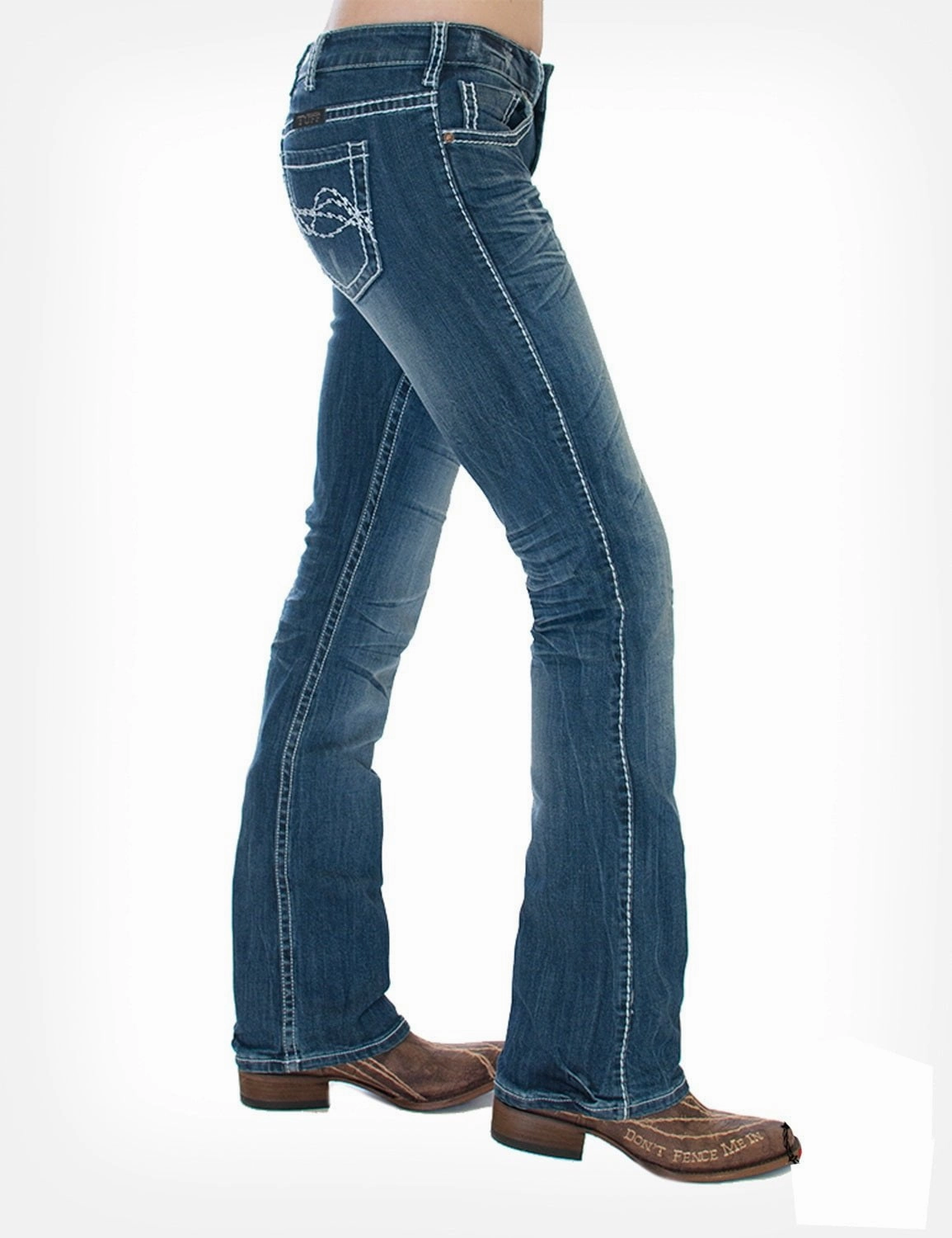 Cowgirl Tuff Womens Medium Wash Cotton Blend Jeans Edgy Smooth Form