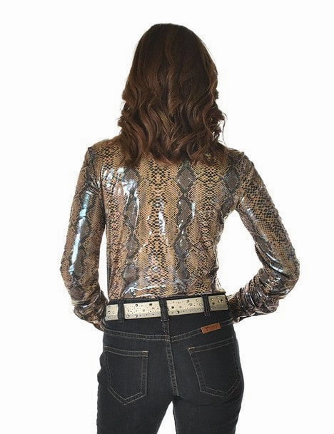 Timeless Piece Fast Drying Cowgirl Tuff Womens Midweight Snake Tan Polyester L/S Shirt