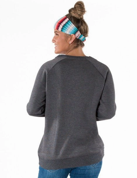 Warm Layering Cowgirl Tuff Womens Ride More Worry Less Charcoal Poly/Rayon Sweatshirt