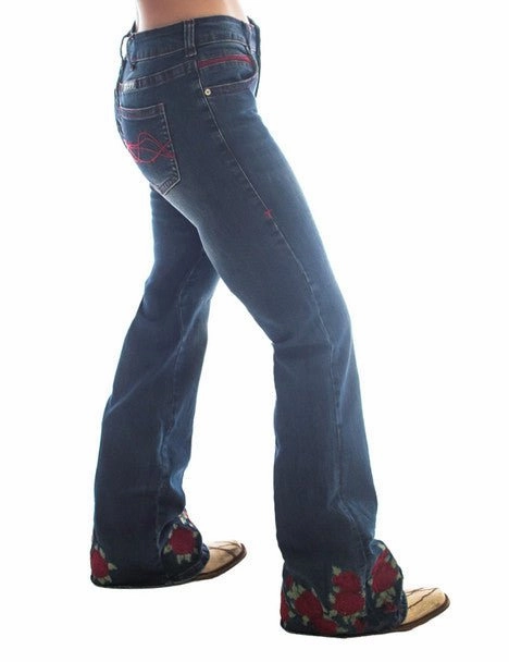 Cowgirl Tuff Womens Roses Are Red Medium Wash Cotton Blend Jeans Holiday Vibes Date Night Lightweight
