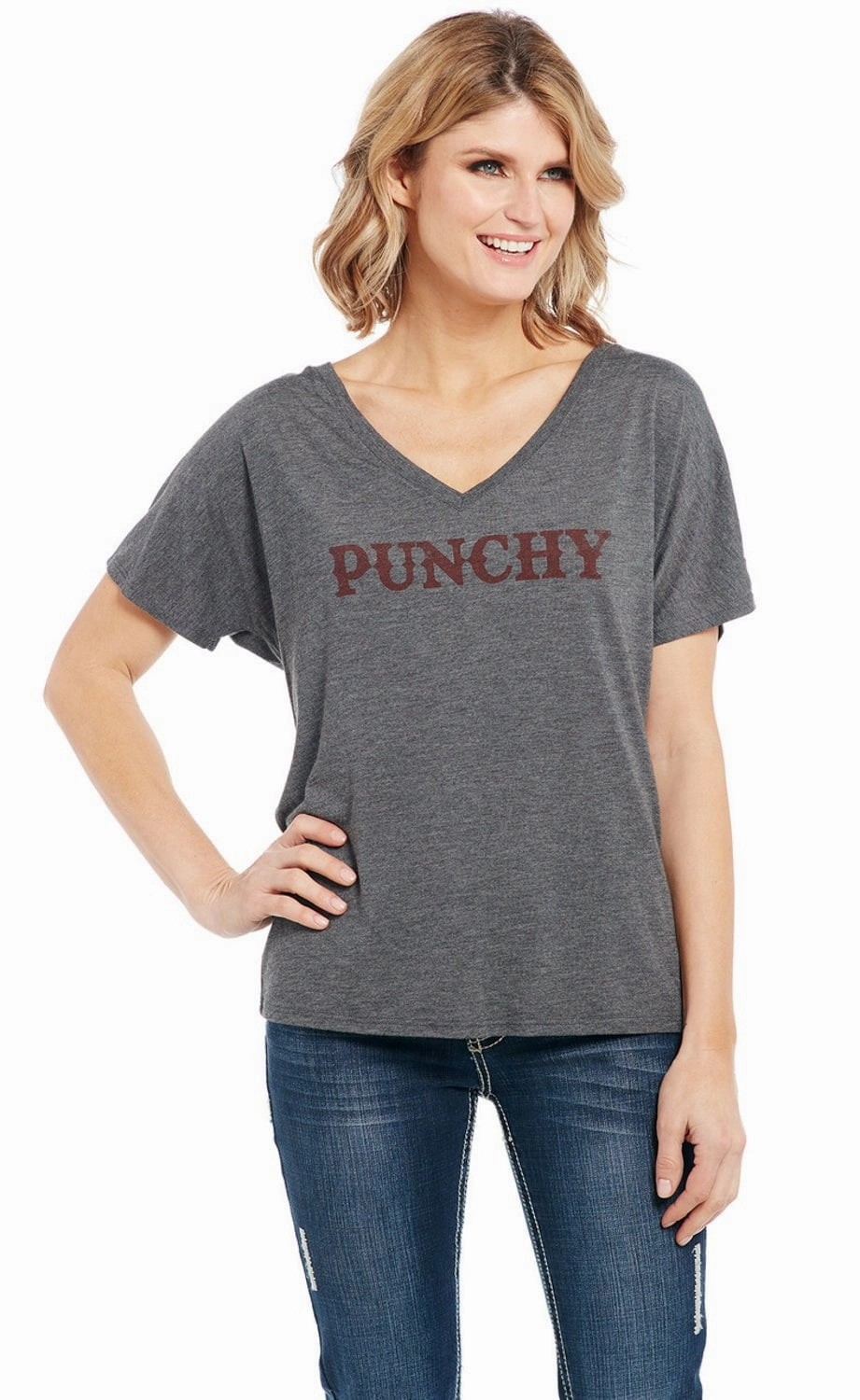 Cowgirl Up Womens Punchy Boyfriend Heather Grey Polyester S/S T-Shirt Warm Layers