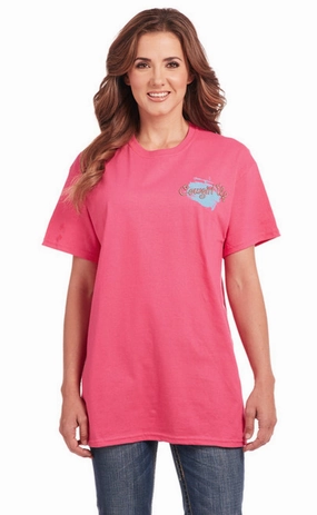 Tuckable Hem Eco-Friendly Choice Cowgirl Up Womens Roam Free Boyfriend Pink 100% Cotton S/S T-Shirt