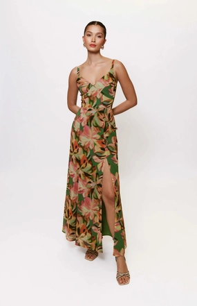 Mikayla Dress in Sage Tropical Jungle Simple yet chic gown