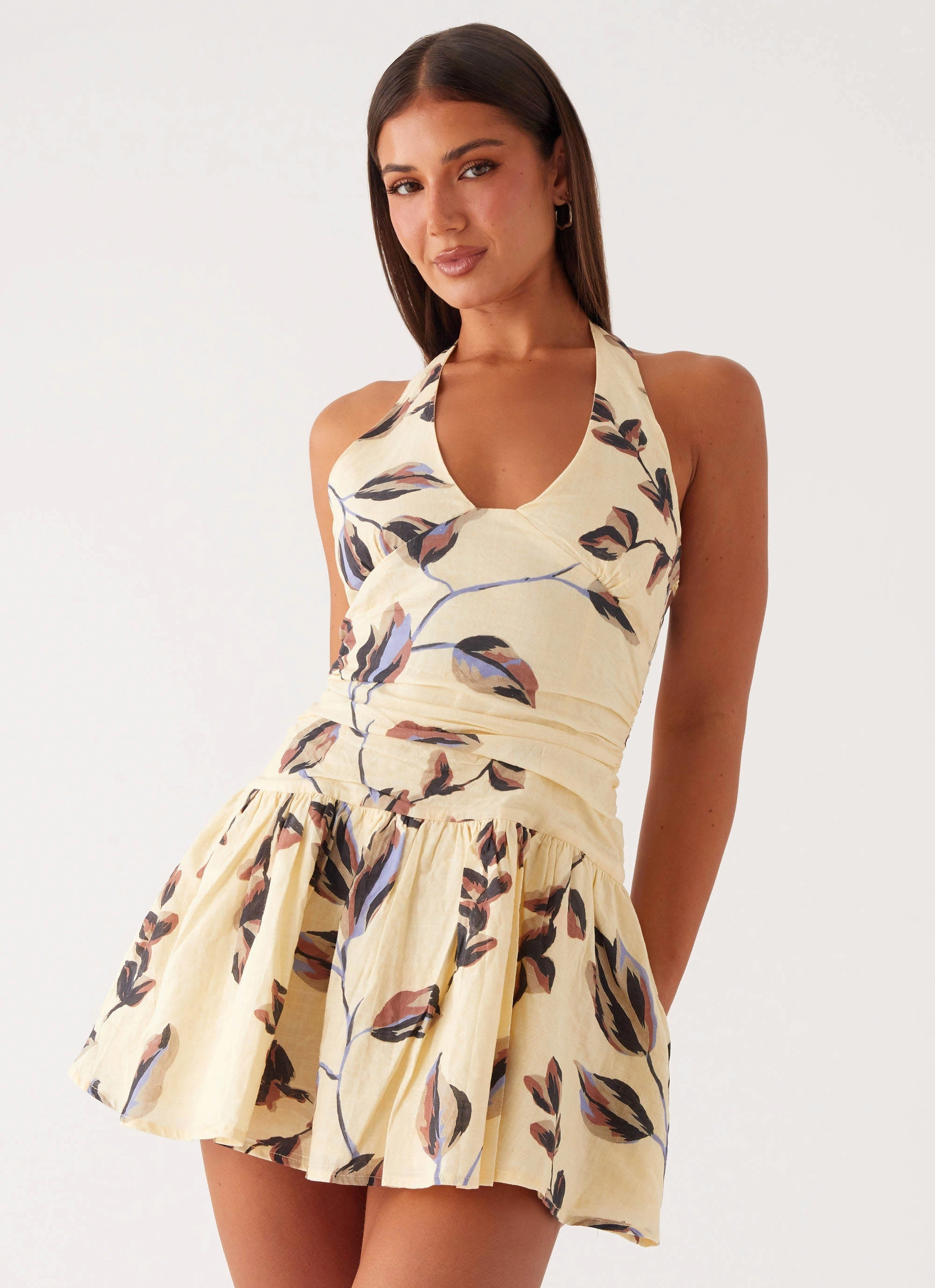 Mirelle Halter Neck Mini Dress - Buttercream Bliss Fall Inspired