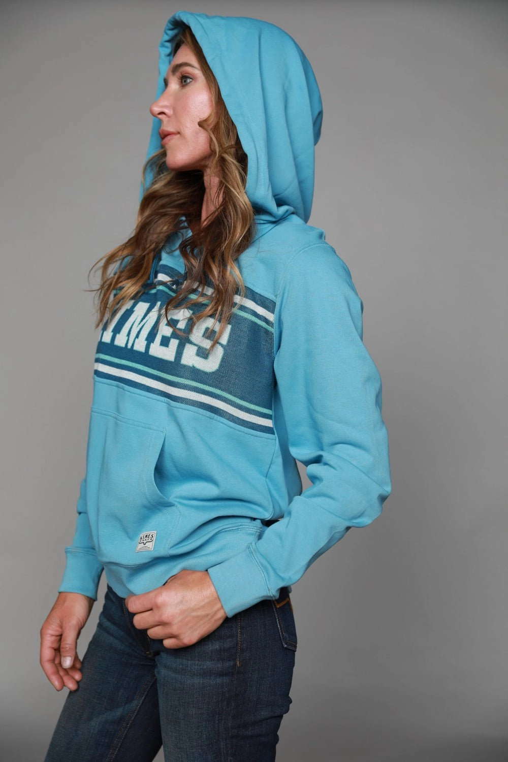 Fashion Forward Kimes Ranch Womens North Star Hoodie Light Turquoise Cotton Blend L/S